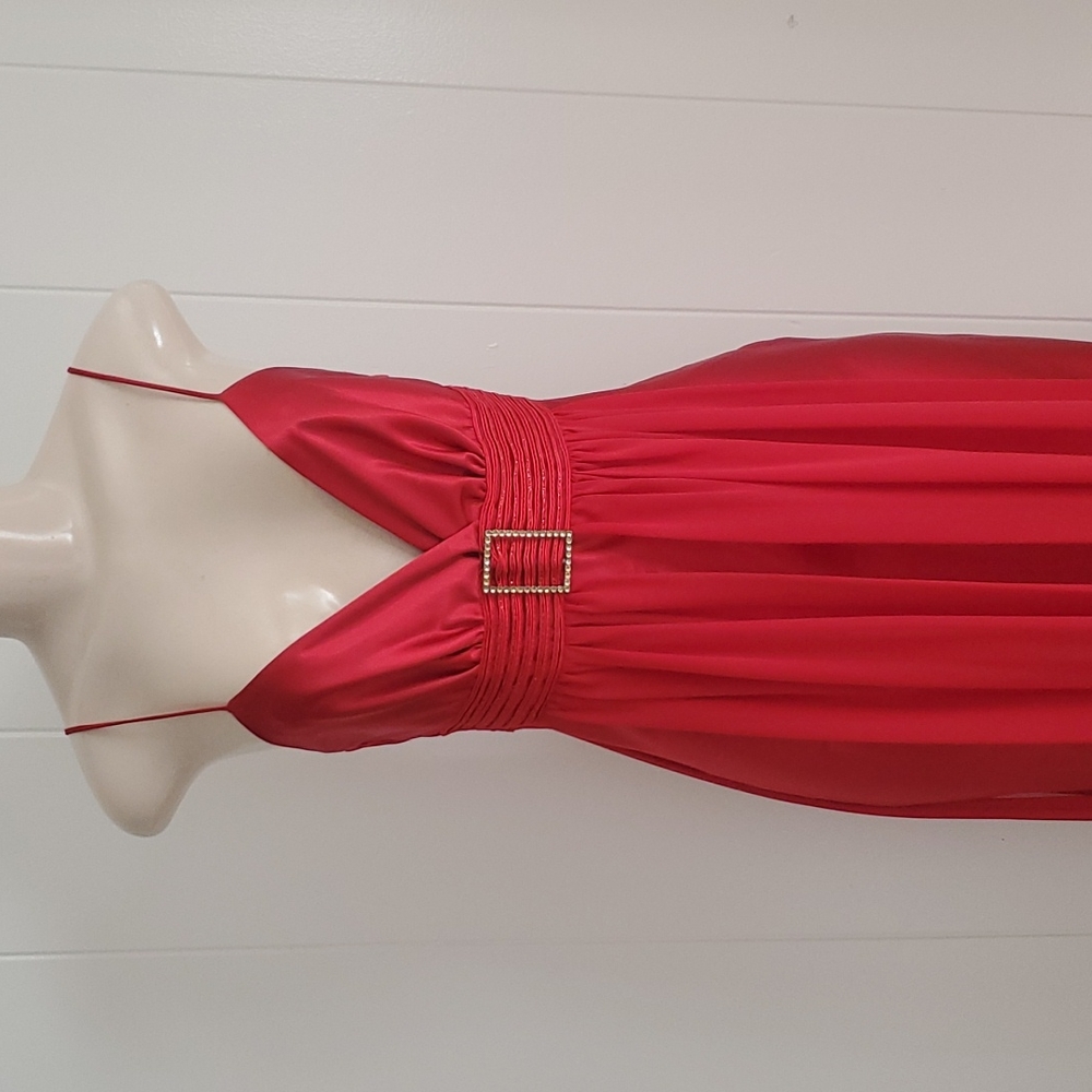 Maria Bonita Long Spaghetti Strap Dress Red Small